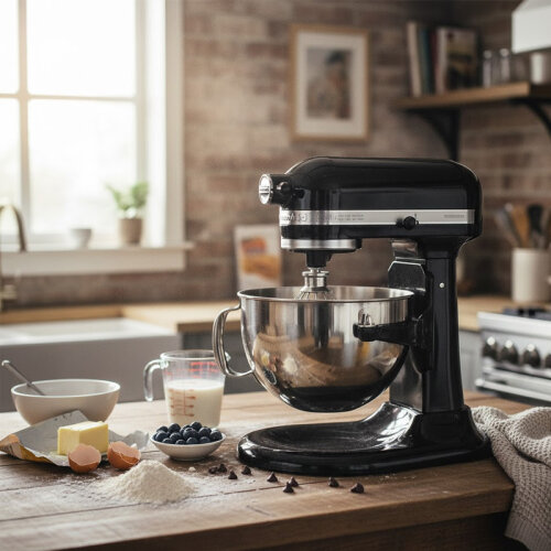 KitchenAid 5KSM55SXX خلاط عمودي متين مع وعاء رفع، 5.2 لتر، أسود - 8