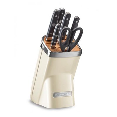 KitchenAid Bıçak Seti, Bloklu, 7 Parça, Badem Ezmesi - 1