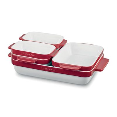 KitchenAid Casserole Set, Seramik, 5 Parça, İmparatorluk Kırmızısı - 1