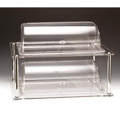 Zicco ZCP-220 Akrilik Standlı Rolltop Kapaklı Polikarbon Teşhir Standı, GN 1/1, 44x64 cm - 1