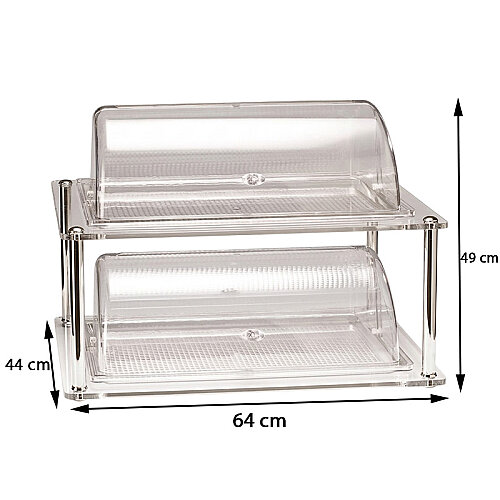 Zicco ZCP-220 Akrilik Standlı Rolltop Kapaklı Polikarbon Teşhir Standı, GN 1/1, 44x64 cm - 2