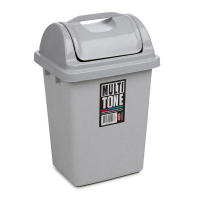 Bora Plastik İtmeli Çöp Kovası, Köşeli, No: 1, 3.25 L, Gri - 1