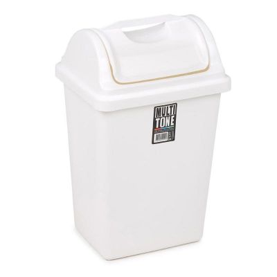 Bora Plastik İtmeli Çöp Kovası, Köşeli, No: 3, 14 L, Beyaz - 1