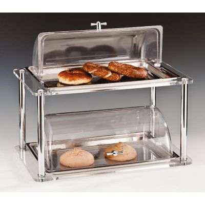 Zicco ZCP-283 Rolltop Kapaklı Çelik Tepsili Teşhir Standı, 2 Katlı, 46 cm - 1