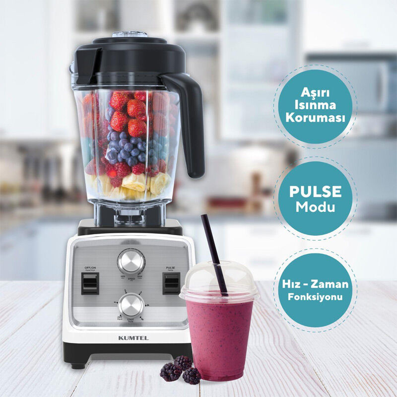 Kumtel HCTB-01 Profesyonel Buz Kırıcılı Bar Blender, 3 L, 1600 W, Beyaz - Kumtel