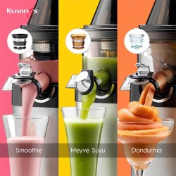 Kuvings EVO820 Slow Juicer Katı Meyve Sıkacağı, Smoothie ve Dondurma Aparatlı, Siyah - Thumbnail