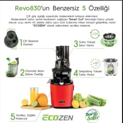 Kuvings REVO830 Slow Juicer Cold Pressed Solid Juicer, Red - 5