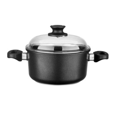 Leggno BLK2222DT020 Döküm Derin Tencere, 20 cm, Pyrex Kapak - 1