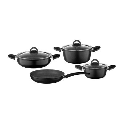 Leggno NEO2121SET04 7 Parça Granit Tava Tencere Seti 18-22 cm, Siyah - 1