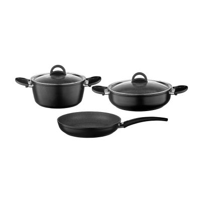 Leggno NEO2121SETS05 5 Parça Granit Tencere Tava Seti, 22-26 cm Siyah - 1