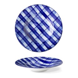 Lilien Indigo Canvas Patterned Pasta Plate, 27 cm, Blue - Lilien