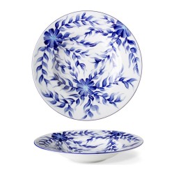 Lilien Indigo Çiçek Desenli Makarna Tabağı, 27 cm, Mavi - Lilien