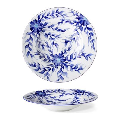 Lilien Indigo Çiçek Desenli Makarna Tabağı, 27 cm, Mavi - 1