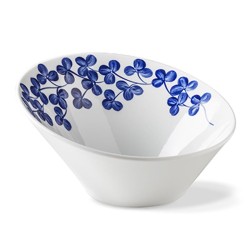 Lilien Indigo Clover Patterned Curved Bowl, 21 cm, Blue - Lilien