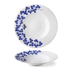 Lilien Indigo Clover Patterned Pasta Plate, 27 cm, Blue - Lilien