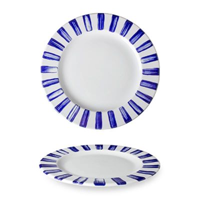 Lilien Indigo Deniz Desenli Düz Tabak, 20 cm, Mavi - 1