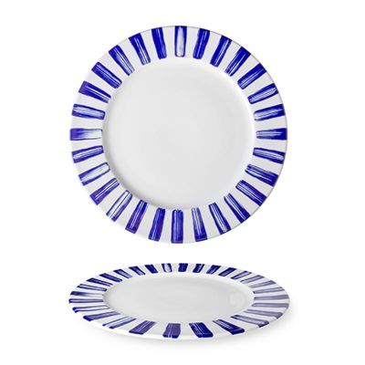 Lilien Indigo Deniz Desenli Düz Tabak, 28 cm, Mavi - 1