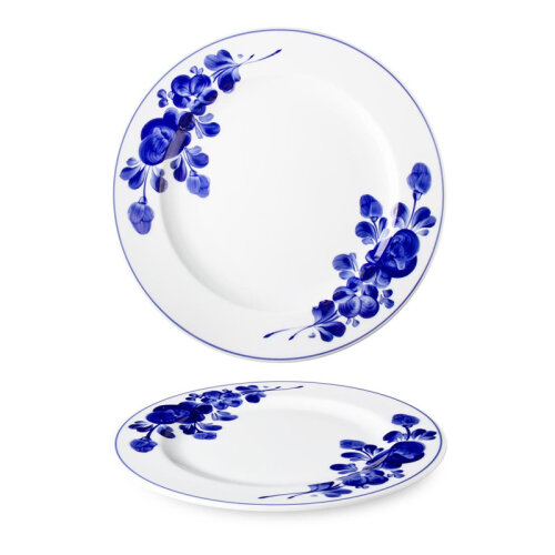 Lilien Indigo Flora Desenli Düz Tabak, 31 cm, Mavi - Lilien