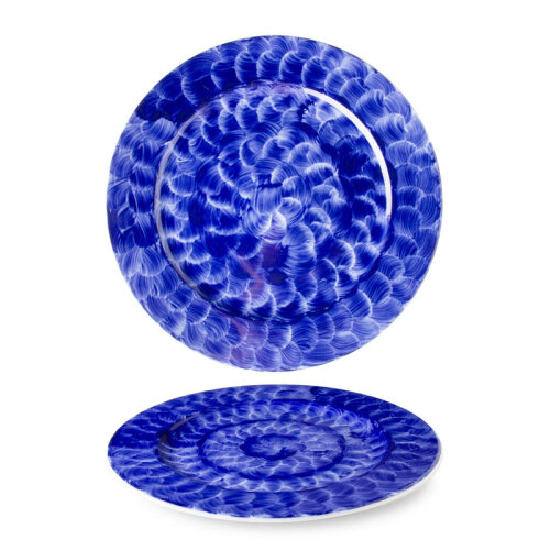 Lilien Indigo Örgü Desenli Düz Tabak, 31 cm, Mavi - Lilien