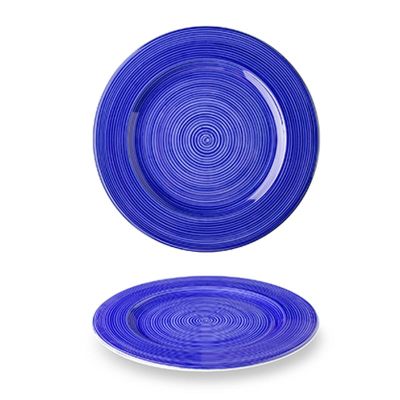 Lilien Indigo Spiral Desenli Düz Tabak, 20 cm, Mavi - 1