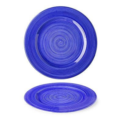 Lilien Indigo Spiral Desenli Düz Tabak, 28 cm, Mavi - 1