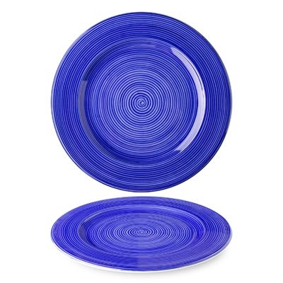 Lilien Indigo Spiral Desenli Düz Tabak, 31 cm, Mavi - 1