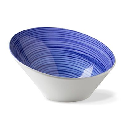 Lilien Indigo Spiral Desenli Eğimli Kase, 21 cm, Mavi - 1