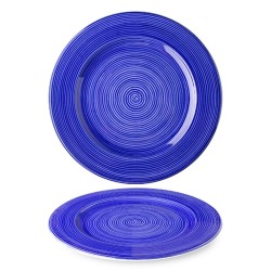 Lilien Indigo Spiral Patterned Flat Plate, 31 cm, Blue - Lilien