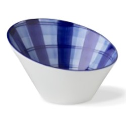 Lilien Indigo Tuval Desenli Eğimli Kase, 14 cm, Mavi - Lilien