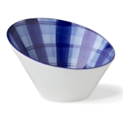 Lilien Indigo Tuval Desenli Eğimli Kase, 14 cm, Mavi - 1