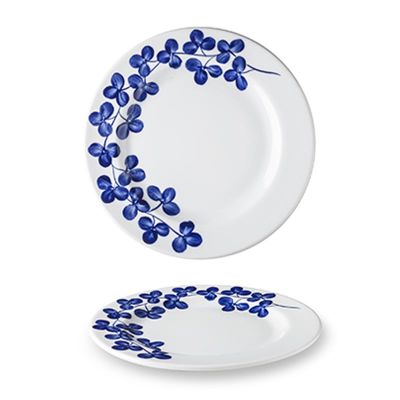 Lilien Indigo Yonca Desenli Düz Tabak, 20 cm, Mavi - 1