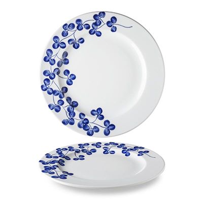 Lilien Indigo Yonca Desenli Düz Tabak, 31 cm, Mavi - 1
