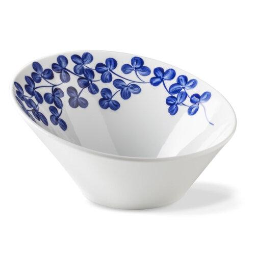 Lilien Indigo Yonca Desenli Eğimli Kase, 17 cm, Mavi - Lilien