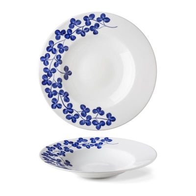 Lilien Indigo Yonca Desenli Makarna Tabağı, 27 cm, Mavi - 1