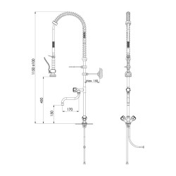 Liva Gaz 003 Counter Mounted Shower Spray Unit with Intermediate Tap, Double Water Inlet - Liva Gaz (1)