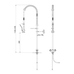 Liva Gaz 005 Counter Mounted Shower Spray Unit, Double Water Inlet - 2