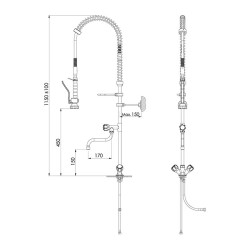 Liva Gaz 007 Counter Mounted Shower Spray Unit with Intermediate Tap, Double Water Inlet - Liva (1)