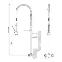 Liva Gaz 009 Wall Mounted Shower Spray Unit with Intermediate Tap, Double Water Inlet - 2