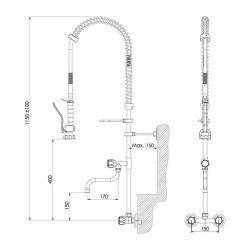 Liva Gaz 011 Wall Mounted Shower Spray Unit with Intermediate Tap, Double Water Inlet - Liva (1)