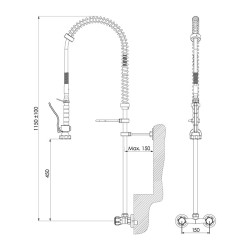 Liva Gaz 013 Wall Mounted Shower Spray Unit, Double Water Inlet - Liva (1)