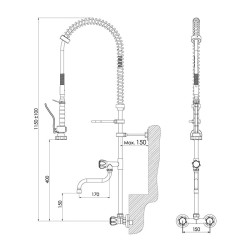 Liva Gaz 015 Настенный душевой блок с промежуточным краном, двойная подводка воды - Liva Gaz (1)