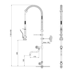 Liva Gaz 023 Counter Mounted Shower Spray Unit with Intermediate Tap, Single Water Inlet - Liva Gaz (1)