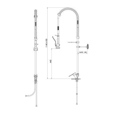 Liva Gaz 027 Counter Mounted Shower Spray Unit, Double Water Inlet - Liva