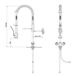 Liva Gaz 030 Counter Mounted Shower Spray Unit, Double Water Inlet - 2