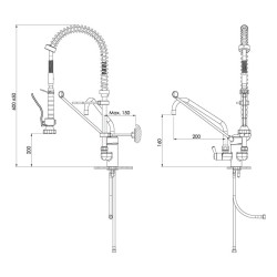 Liva Gaz 031 Counter Mounted Shower Spray Unit with Intermediate Tap, Double Water Inlet - 2