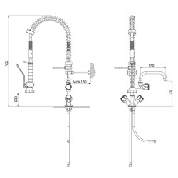 Liva Gaz 032 Counter Mounted Shower Spray Unit with Intermediate Tap - Liva (1)