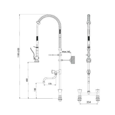 Liva Gaz 033 Counter Mounted Shower Spray Unit with Intermediate Tap, Double Water Inlet - Liva Gaz
