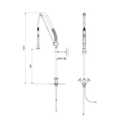 Liva Gaz 035 Counter Mounted Shower Spray Unit with Intermediate Tap, Double Water Inlet - 2