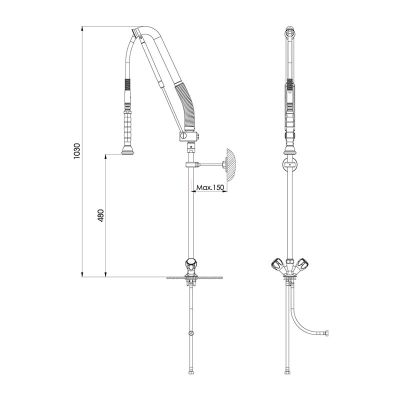 Liva Gaz 041 Counter Mounted Shower Spray Unit, Double Water Inlet - Liva Gaz