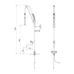 Liva Gaz 043 Counter Mounted Shower Spray Unit with Intermediate Tap, Double Water Inlet - Liva Gaz (1)